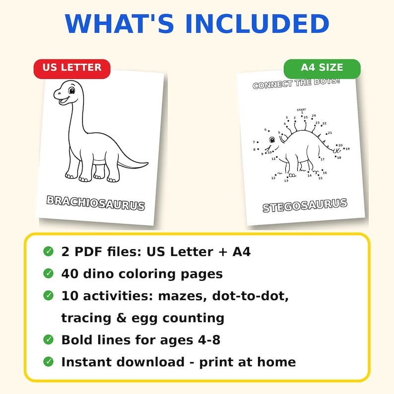 Dinosaur Coloring Book Printable, 50 Bold & Easy Dino Coloring Pages ...