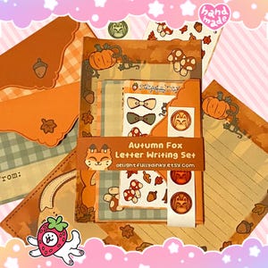 Conjunto de Cartas de Outono da Raposa | Kit de Papelaria de Outono Cosy Cottagecore com Adesivos