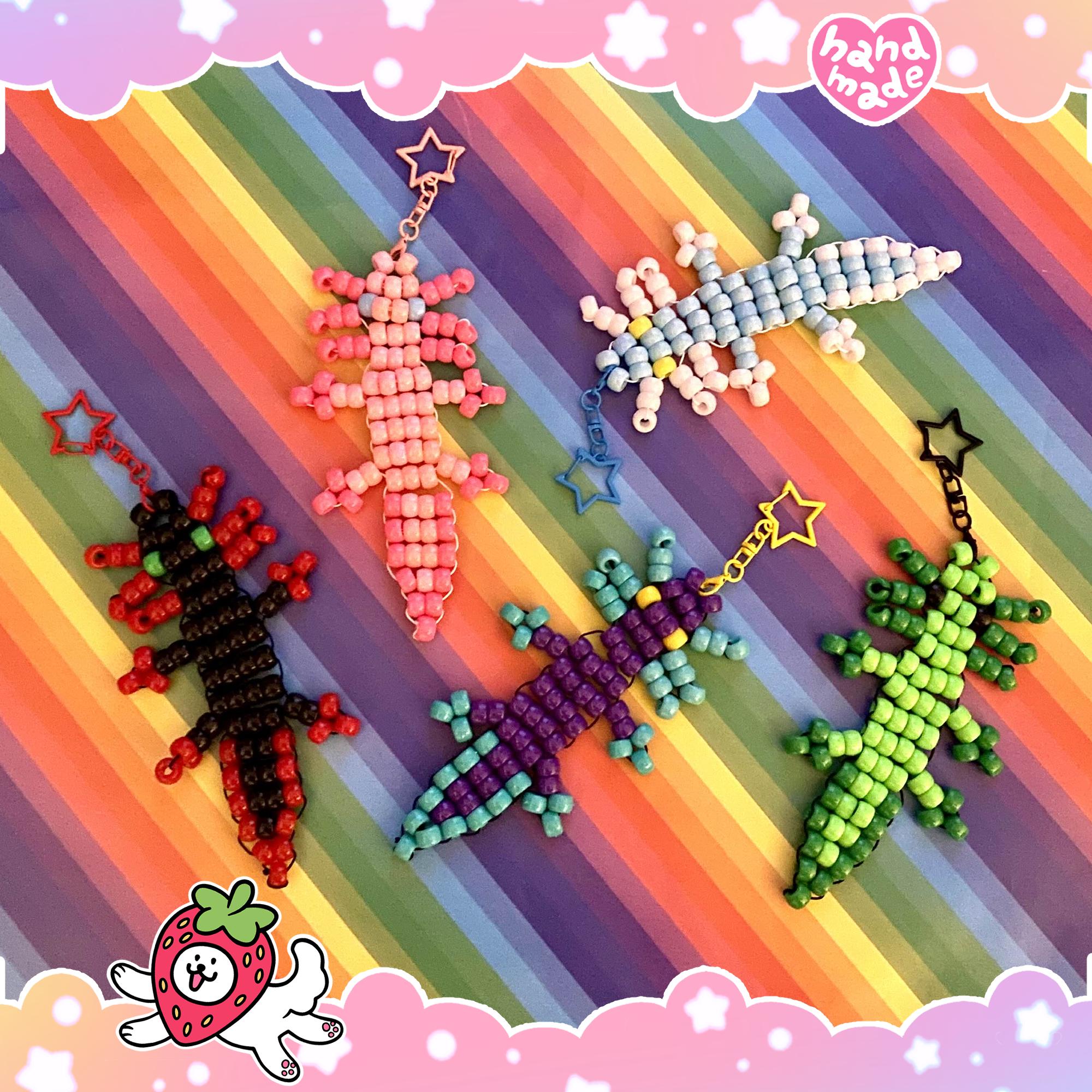 Custom Kandi Axolotl Keychains | Silly Pet Axolotl Keyring Choose