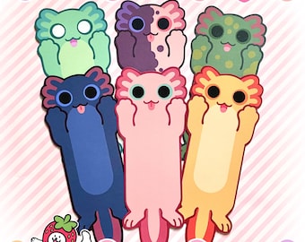 Paws Up! Axolotl Bookmarks | Kawaii Axolotl Animal Matt Bookmark