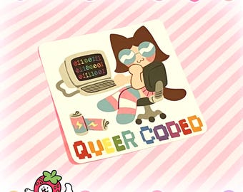 Pegatina de programadora con código queer Catgirl / Pegatina de vinilo LGBT+ Orgullo Trans Gay