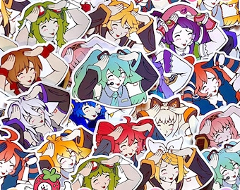 Vocaloid Eto Bleh Sticker | Utauloid Fanloid Hatsune Miku Kasane Teto Silly Meme Stickers