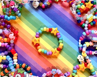 Rainbow Star Kandi Bracelet | Super Cute Kidcore Queer Pride Kandi Bead Bracelet