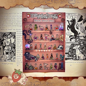 Witch's Potion Shop Sticker Sheet | Witchy Fantasy Spell Bottle A6 Transparent Stickers