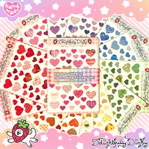 Hojas de calcomanías para diario con corazones de arcoíris / calcomanías coloridas con temática de colores y corazones de amor estéticos adorables para álbumes de recortes para planificadores