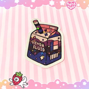 Pegatina de orgullo de género fluido / Pegatina holográfica LGBT+ Queer Kawaii