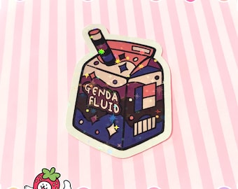 Genderfluid Pride Sticker | Holo LGBT+ Queer Kawaii Sticker