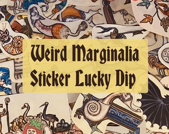 Weird Marginalia Washi Sticker Lucky Dip (10 Pieces) | funny medieval monster stickers vintage mittelalter odd mythology witchcraft occult