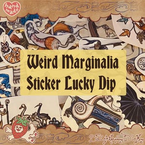 Sticker Marginalia étrange en Washi Lucky Dip (10 pièces) | Stickers monstres médiévaux bizarres historiques mythologie ancienne université de sorcellerie