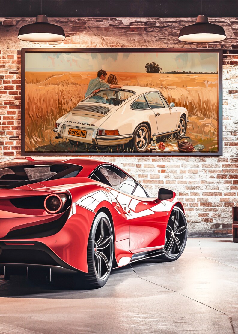 Golden Fields: A Romantic Porsche Picnic, Porsche 911, Wall Art ...