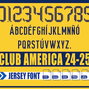 Club América (Mexico) Font 2025 – Digital Download for Shirts, Names & Numbers | Vector Typeface Kit Shirt Soccer.
