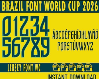 Brazil World Cup 2026 Jersey Font: Vector Typeface (Digital Download)
