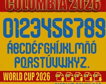 Colombia World Cup 2026 Jersey Font: Vector Typeface (Digital Download)