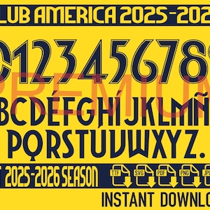 Club América 2025-2026 Typsnitt: Vektortypsnittskit (digital nedladdning)