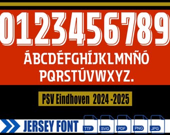 PSV Eindhoven 2024-2025 Font: Vector Typeface Kit (Digital Download)