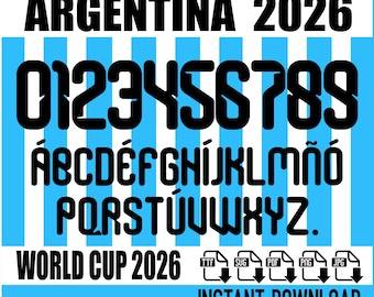 Argentina World Cup 2026 Jersey Font: Vector Typeface (Digital Download)