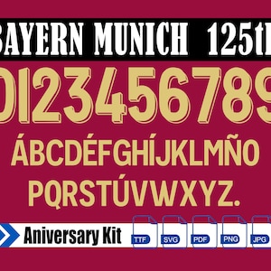 Bayern Munich 125th Anniversary Kit – Digital Download for Shirts, Names & Numbers | Vector Typeface Kit Shirt Soccer.