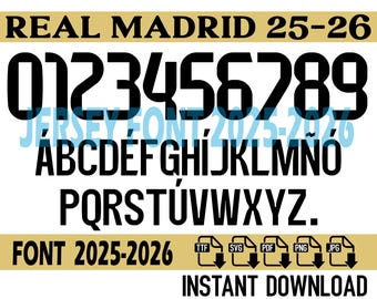 Real Madrid 2025-2026 Font: Vector Typeface Kit (Digital Download, Personal Use Only)