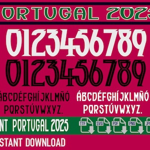 Portugal 2025 Font – Digital Download for Shirts, Names & Numbers | Vector Typeface Kit Shirt Soccer.