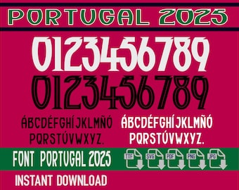 Portugal 2025 Font – Digital Download for Shirts, Names & Numbers | Vector Typeface Kit Shirt Soccer.
