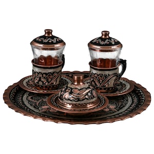 2 Piece Antique Copper Tea Set Custom Tea Set Copper Handmade, Arabic Tea Set Turkish Tea Cup Set Copper Gift design Tea set home decor gift