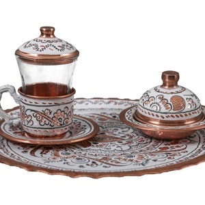 Antique Copper Tea Set Custom Tea Set Copper Handmade, Arabic Tea Set Turkish Tea Cup Set Copper Gift design Tea set home decor gift for