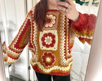 Custom Crochet pullover jumper 70s vintage style