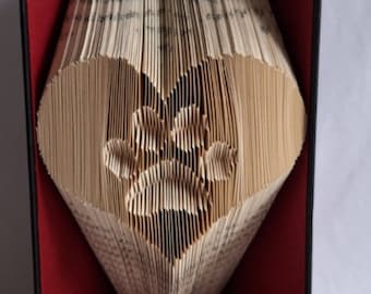Paw Print Heart Book Fold Pattern: MMF Method (PDF Digital Download)