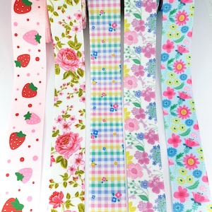 1 Yard 25mm Flower Strawberry Fruit  Premium Printed Ribbon for Hair Bows Accessories