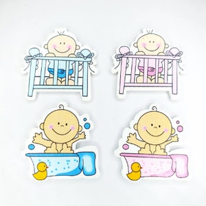 5 stks/partij 35 mm (ongeveer) baby hout houten versieringen decoraties voor scrapbooking craft babyshower kaarten maken naaiprojecten