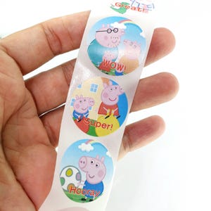 50 pcs/lot 25 mm enseignants élèves Peppa Pig autocollants récompense autocollants encourageants apprentissage maternelle dessin animé autocollants réalisation étude