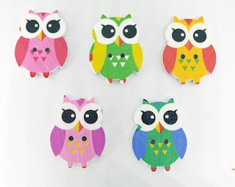 5 Pcs/Pack 25mm*21mm Owl Wooden Buttons Scrapbooking 2 Holes Buttons Decorative Buttons
