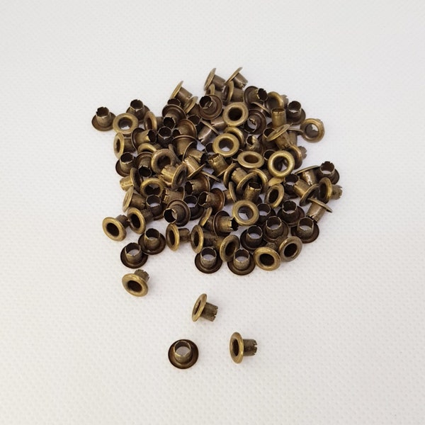 50 pcs/lot 3mm 4mm Hole Bronze Colour Eyelets WITHOUT WASHER Buttons Clothes Accessory Handbag Findings Metal Eyelet Leather Craft Project