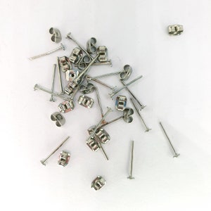 40 pcs/pack 3*12mm 4*12mm Rhodium Bronze Gold Metal Stud Earrings Blank Base with Metal Ear Backs Settings Ear Post DIY Jewellery