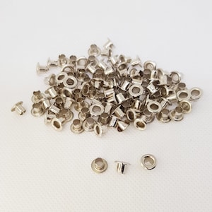 50 pcs/lot 4mm Hole Silver Colour Eyelets WITHOUT WASHER Buttons Clothes Accessory Handbag Findings Metal Eyelet Leather Craft