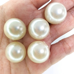 2-5 pcs/pack 18mm 20mm 25mm Flat Back White & Ivory Imitation Pearl ABS Plastic Half Round Loose Beads for DIY Jewellery Craft   Accessories
