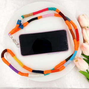 Handmade Phone Crossbody Strap 130cm, A set of Phone Crossbody Strap & Metal Thin Square Phone Connector (Code A)