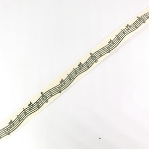 Nastro di cotone stampato con note musicali bianco da 10 mm, da 1 iarda, per confezionare regali, decorazioni natalizie