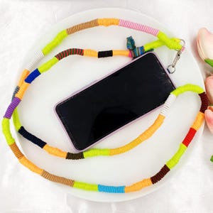 Handmade Phone Crossbody Strap 130cm, A set of Phone Crossbody Strap & Metal Thin Square Phone Connector (Code C)