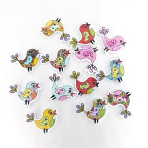 5 stks/partij 25*20 mm Gemengde Willekeurige Houten Hout Vogelvorm Knoppen voor Ambachten Naaien Breien Ornamenten Scrapbooking journalling Versieringen