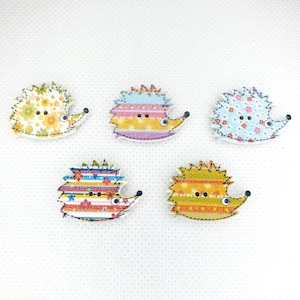 5 peças/lote 25 mm x 17 mm Botões de madeira mista em forma de ouriço para artesanato, costura, tricô, enfeites, scrapbooking, diário, enfeites