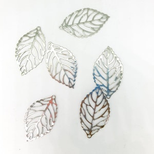 6 pieces/lot Silver Solid Leaf Leaves Brass Pendant Charm Metal Crafts DIY Necklace Earrings Making Supplies