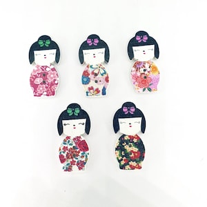 5 stks/pak 30 mm * 15 mm Japanse Vrouw Kimono Kleding Houten Knopen Scrapbooking 2 Gaten Knoppen Decoratieve knopen