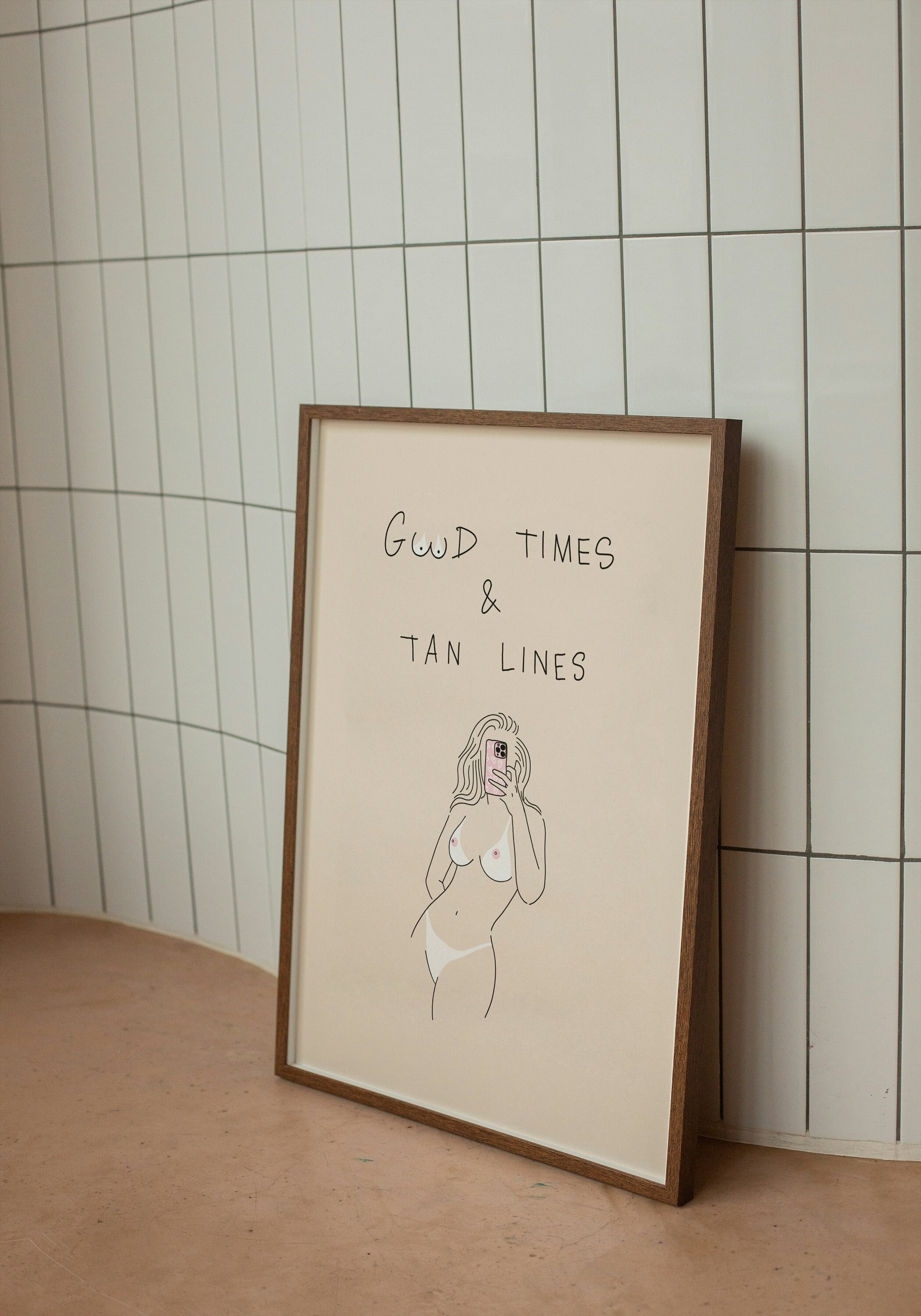 Beach Wall Art - Good Times & Tan Lines print beach house decor swimming pool art coastal wall art ocean poster trendy wall art nude print