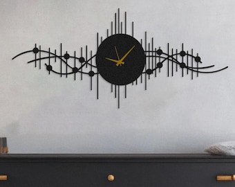 Modern Wall Clock, Unique Minimalist Large Metal Wall Clock, Metal Wall Clock, Large Wall Clock, Home Decor for Wall, Silent Wall Clock