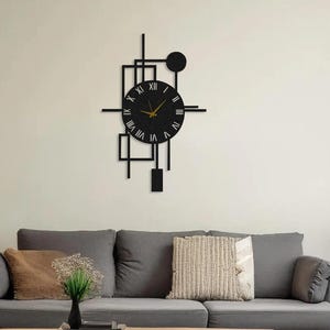 Geometric Metal Wall Clock: Modern Abstract Art, Silent Movement