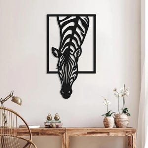 Abstract Zebra Metal Wall Art, Geometric Animal Wall Decor, Modern Safari Home Accent, Unique Wildlife Wall Hanging, Housewarming Gift