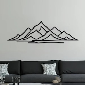 Minimalist Mountain Line Art –  Minimalist Mountain Metal Wall Sculpture, Nature Inspired Wall Decor, Large Modern Landscape Home Decor