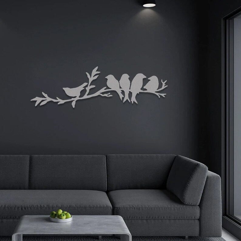 Birds on Branch Metal Wall Art: Rustic Home Decor - Etsy