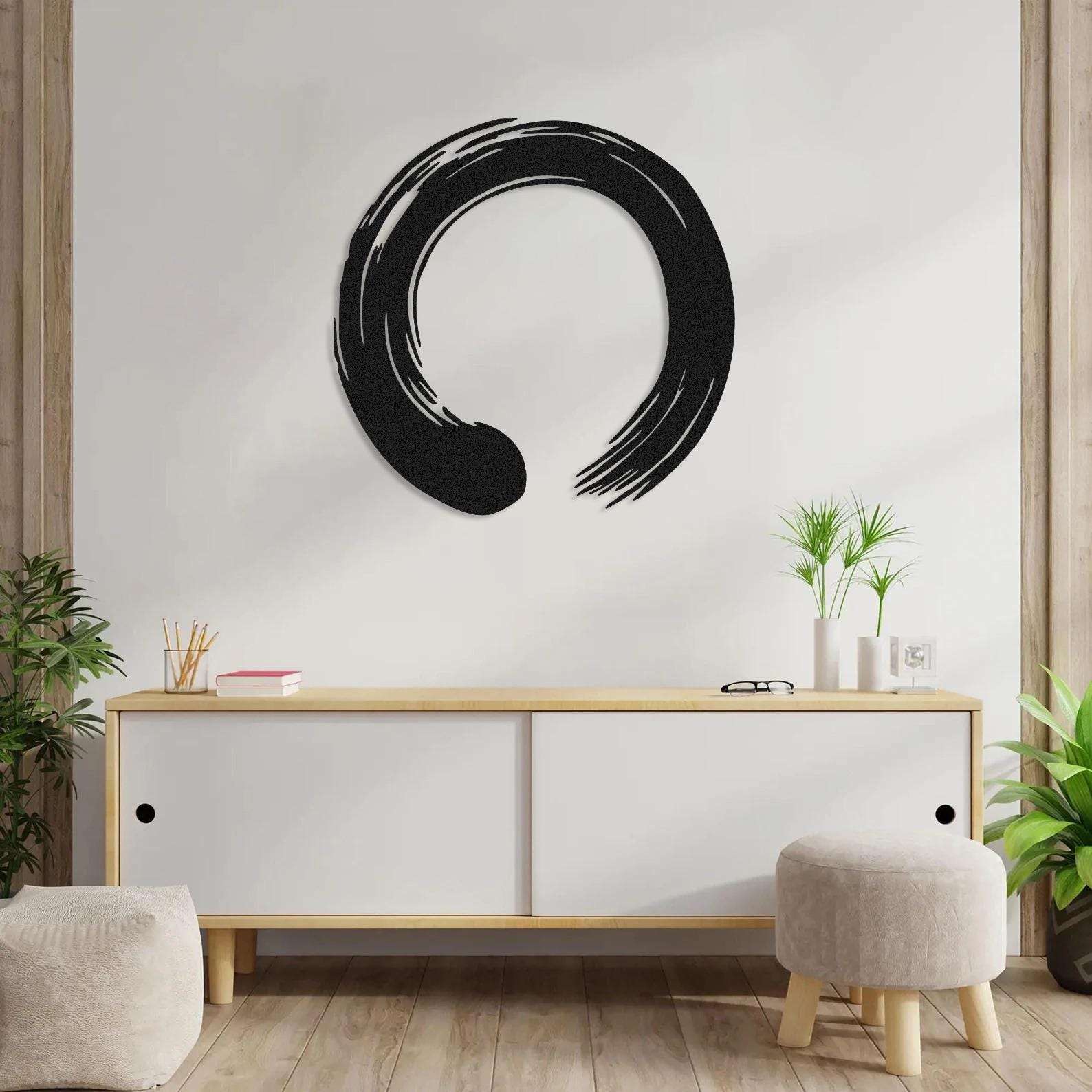 Enso Circle Metal Wall Art, Zen Meditation Wall Decor, Minimalist Japanese Symbol, Yoga Wall Hanging, Karma Zen Home Decor,Housewarming Gift